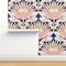Blush Deco Floral Art Large Scale Marble Pink Flower Gold And Lotus William Morris Custom Removable Wallpaper by Spoonflower Peel & Stick Wallpaper 2FT Wide